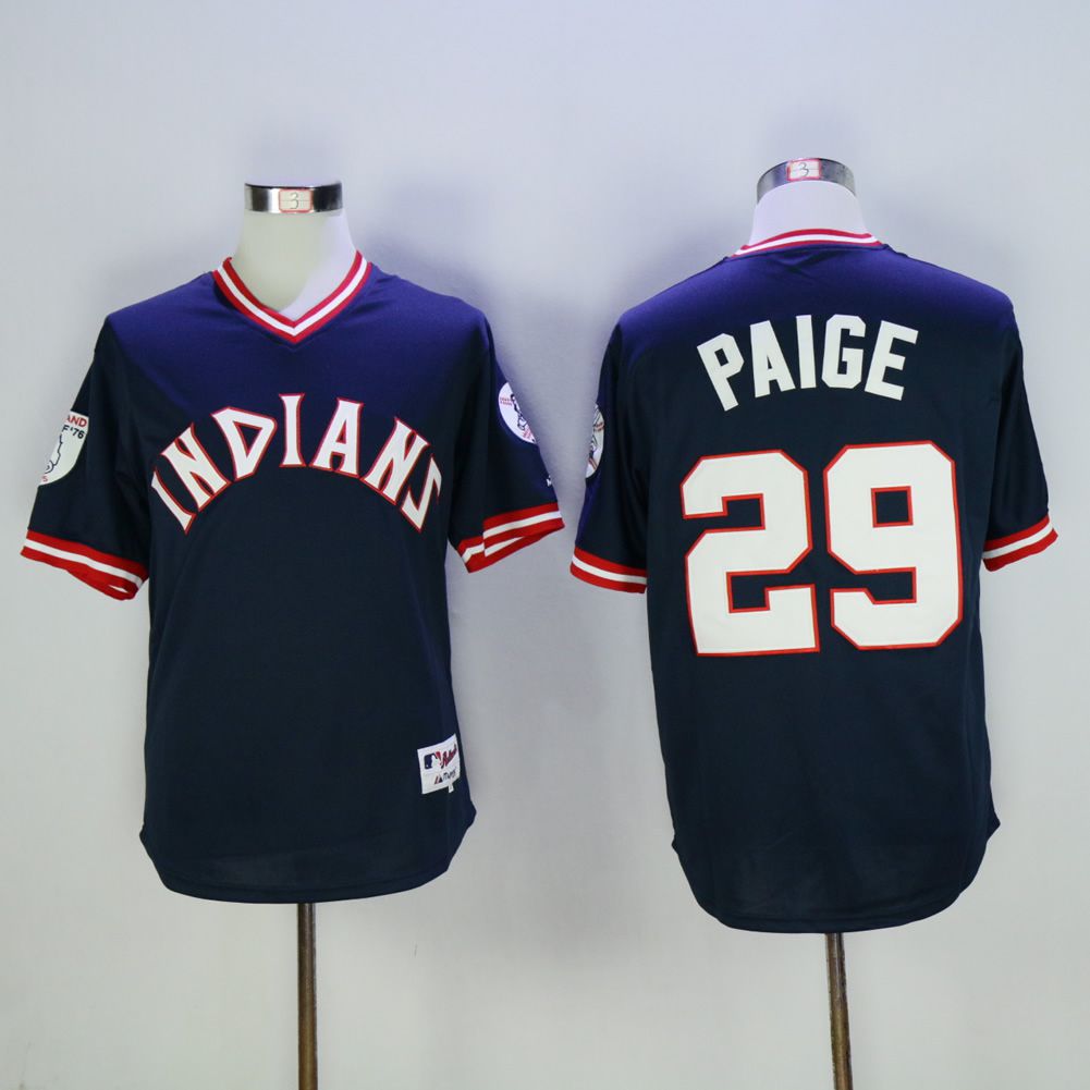 Men Cleveland Indians #29 Paige Blue 1976 MLB Jerseys->cleveland indians->MLB Jersey